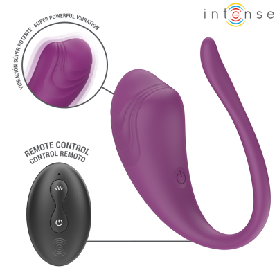 Vibrador roxo com controlo remoto preto e textura ondulada