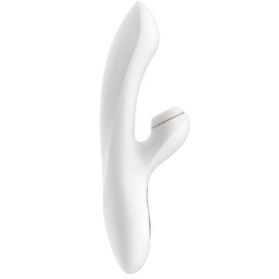Vibrador branco em silicone com design ergonómico e botão de controlo