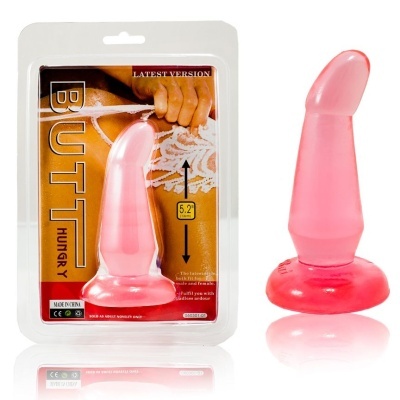Produto rosa translúcido anatómico com base redonda na embalagem