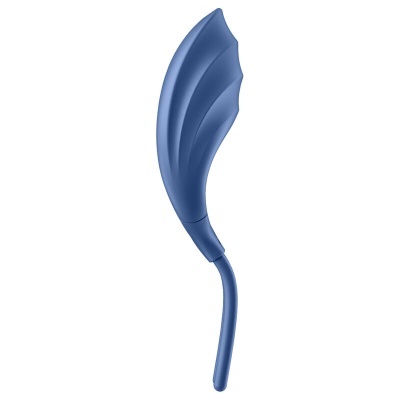 Vibrador azul em forma de folha com textura ondulada