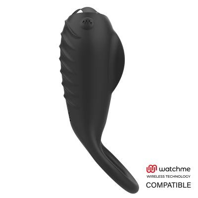 Auricular preto ergonómico com controle de volume e logotipo watchme