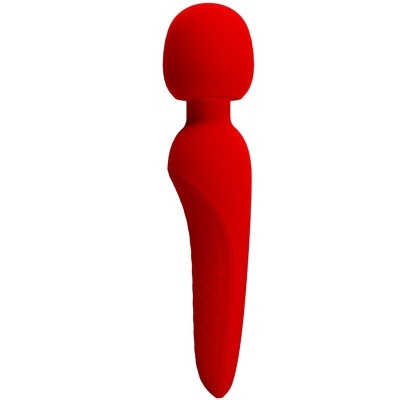 Vibrador massajador corporal vermelho com textura e padrão ondulado