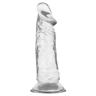 Dildo transparente com textura e formato anatómico