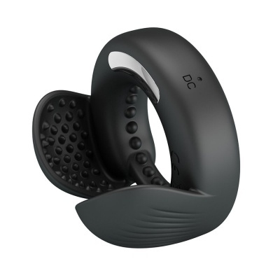 Dispositivo preto com relevo e dimensão curva