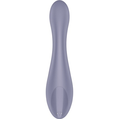 Vibrador cinza-azulado em silicone com design curvo