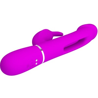 Vibrador cor-de-rosa com design anatómico e botões na base