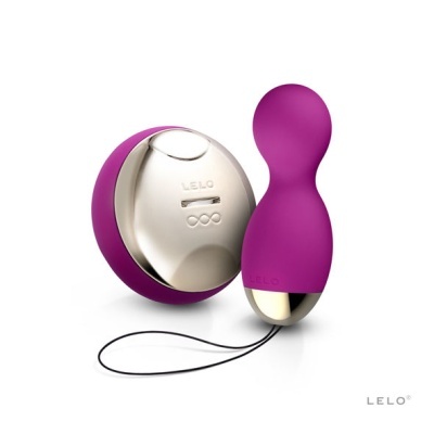 Dispositivos sexuais em silicone roxo com detalhes metálicos dourados, marca LELO