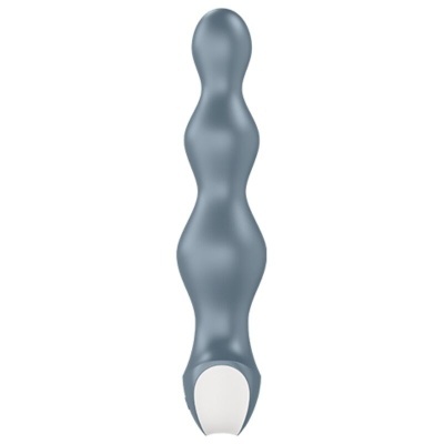 Vibrador cinzento com base branca em fundo branco