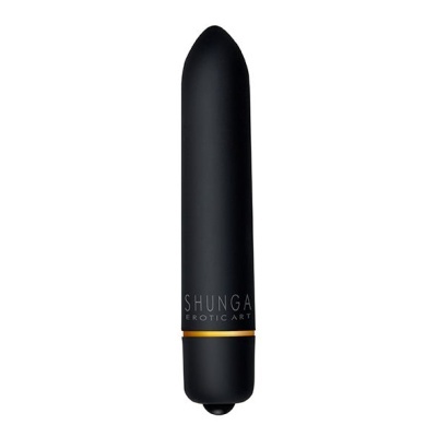 Vibrador preto Shunga Erotic Art com anel dourado