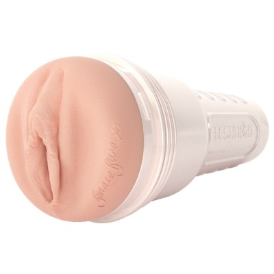 Masturbador masculino Fleshlight com capa branca e entrada em silicone cor pele