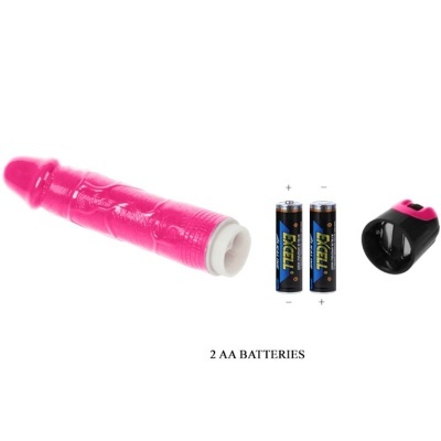 Vibrador rosa texturizado com pilhas AA e tampa preta