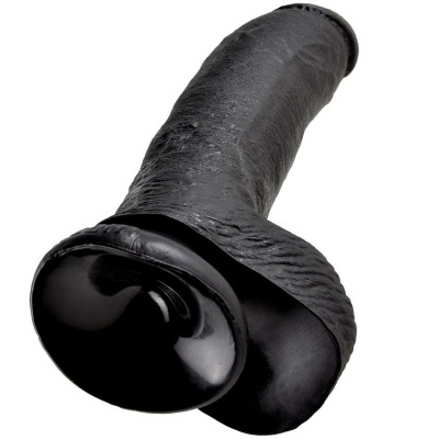 Produto preto semelhante a dildo texturizado com ventosa