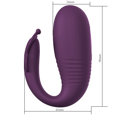 Produto roxo curvo com textura ondulada e medidas em milímetros