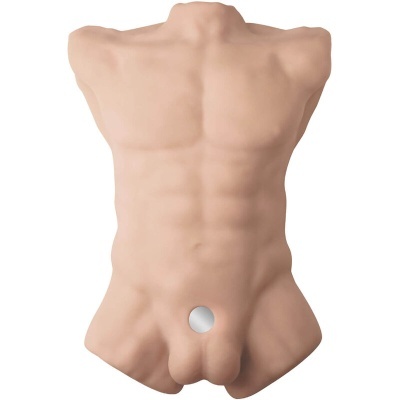 Manequim torso masculino nude com orifício circular prateado