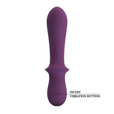 Vibrador roxo de silicone com botão ON/OFF para vibração
