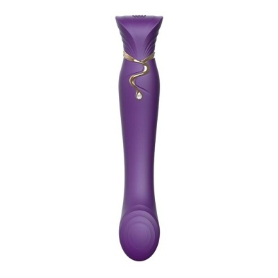 Vibrador roxo com detalhe serpente dourada e pendente
