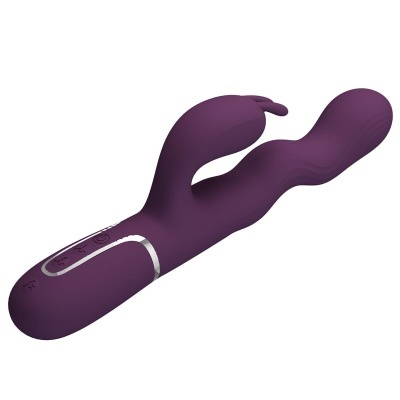 vibrador roxo em silicone com botões de controlo