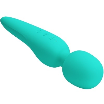 Vibrador de silicone turquesa com botões de controlo