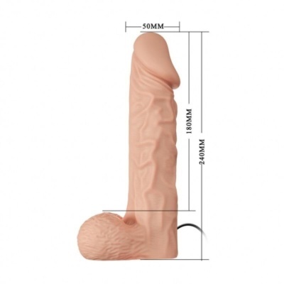 Dildo realista cor pele com dimensões exibidas
