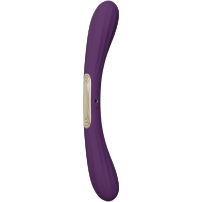 Vibrador duplo roxo com botão prateado