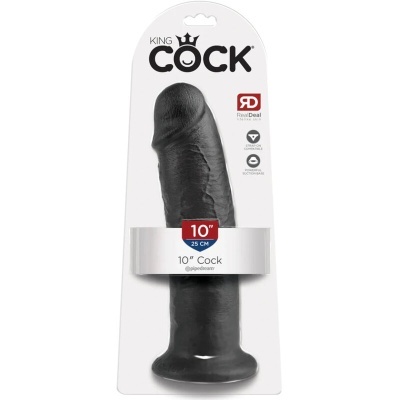 Dildo preto realista na embalagem branca KING COCK 10'' Cock