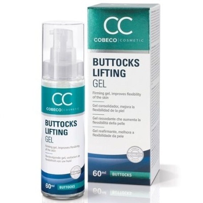 Gel lifting para nádegas COBECO COSMETIC em embalagem com doseador e caixa verde e branca