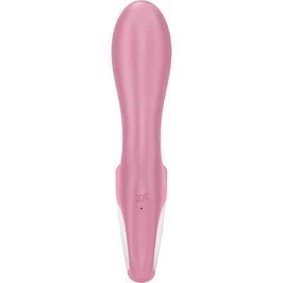 Vibrador rosa em silicone com detalhes brancos e textura lisa