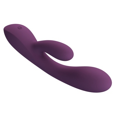 Vibrador roxo ergonómico de silicone com estimulador adicional