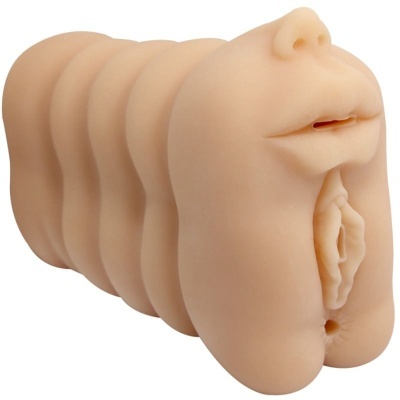 Objeto formato corpo humano com detalhes anatómicos femininos cor de pele