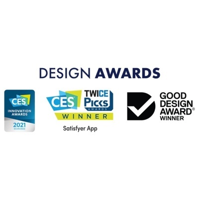 Prémios de design CES, CES Twice Picks e Good Design Award num fundo branco