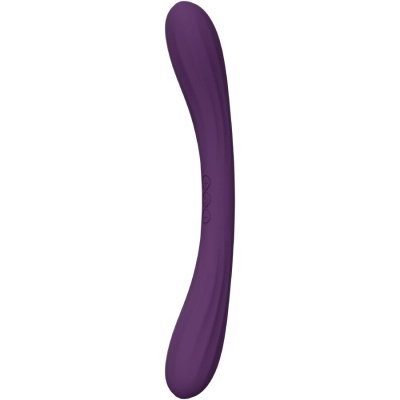 Vibrador roxo curvado com botões no centro