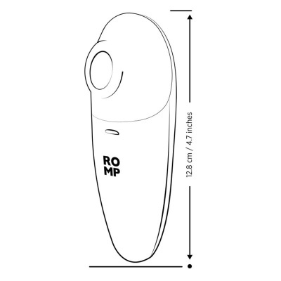 Dispositivo branco com abertura circular e texto ROMP, medindo 12,8 cm de altura.