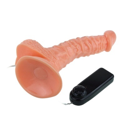 Vibrador cor pele com ventosa e controlo remoto preto
