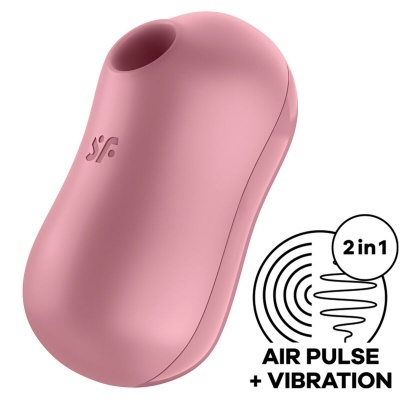 Dispositivo rosa suave com logo SF e texto 2 in 1 AIR PULSE + VIBRATION