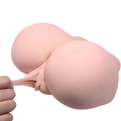 Boneca realística elástica em silicone cor de pele com duas protuberâncias arredondadas