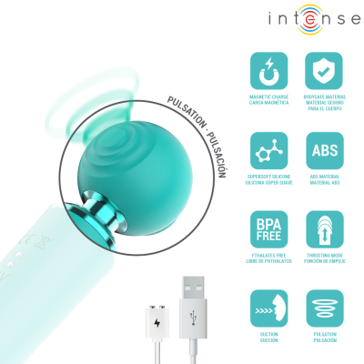 Massageador portátil azul em silicone super suave com cabo USB e várias funções