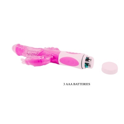 Vibrador rosa translúcido com baterias 3 AAA
