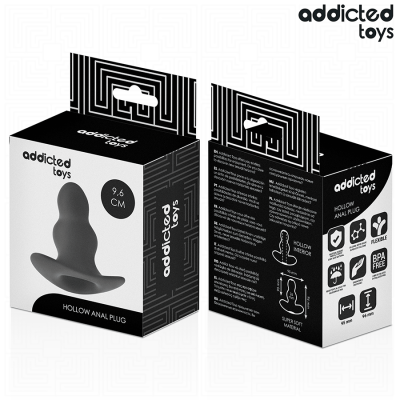 Embalagem do plug anal oco Addicted Toys preto 9,6 cm