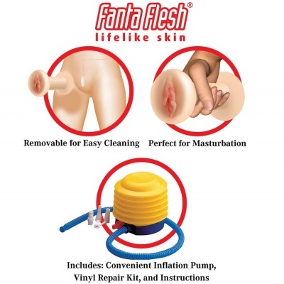 Imagem promocional de produto Fanta Flesh com detalhes e bomba de inflação