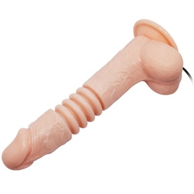 Vibrador realista silicone cor pele com base ventosa e cabo
