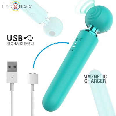 Dispositivo azul turquesa portátil com carregador USB e magnético