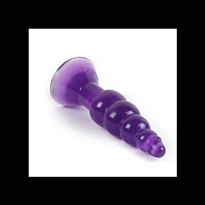 Plug anal roxo com esferas graduais em silicone