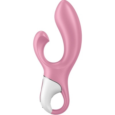 Vibrador rosa ergonómico com alça e botões
