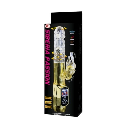 Embalagem preta com vibrador transparente e dourado SIBERIA PASSION e painel digital