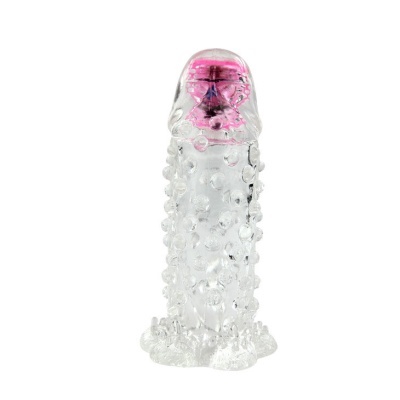 Capa texturizada transparente com ponta rosa e base larga