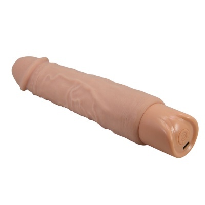 Vibrador realista cor de pele com botão espiral e porta USB
