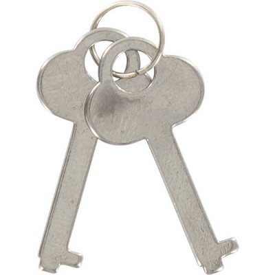 três chaves de metal prateado numa argola metálica