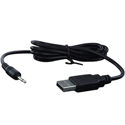 Cabo USB preto com conetores USB e áudio 3,5 mm