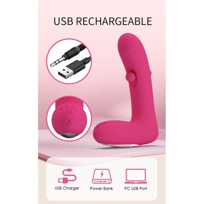 Vibrador rosa em silicone com carregamento USB