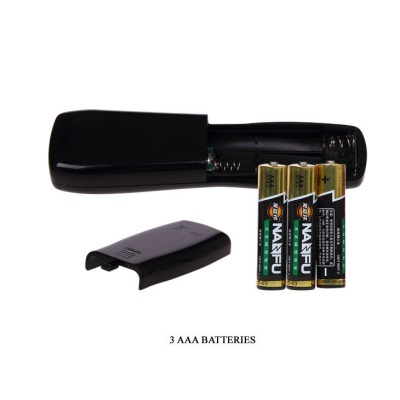 Telecomando preto com três pilhas AAA NAIIFU e tampa removível